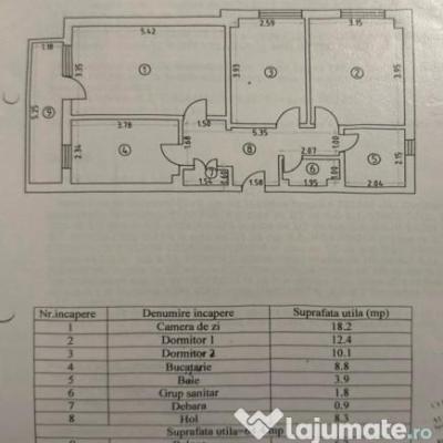 Inchiriez apartament 3 camere.Decomandar. Etaj 3/4
